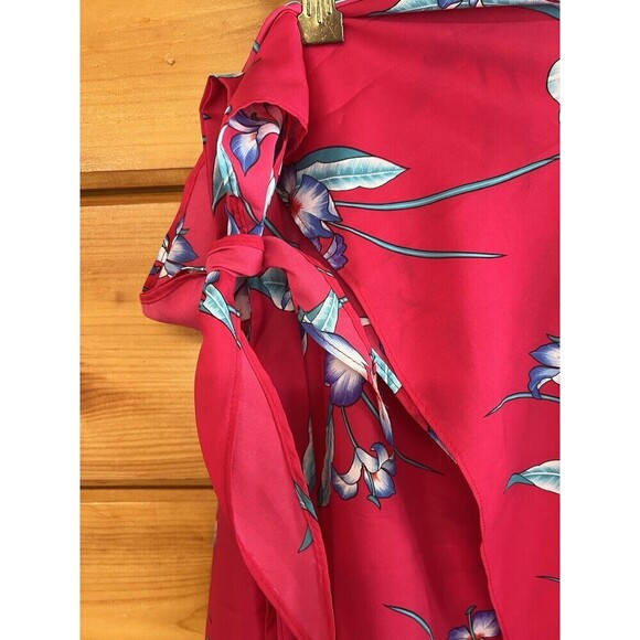 Vintage Helena's Pink Tropical Floral Hawaiian Maxi Wrap Skirt One Size - Picture 2 of 4